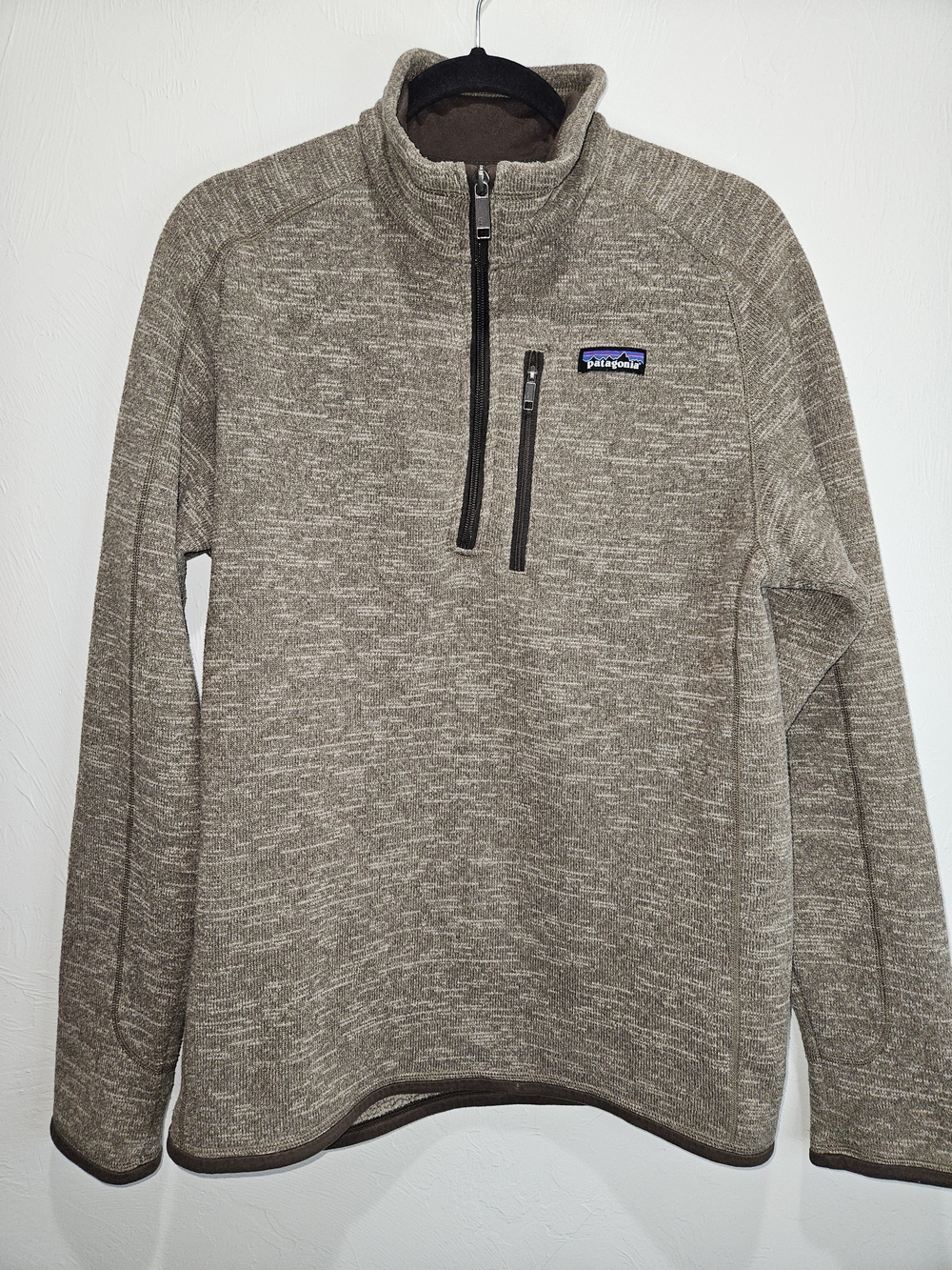 Patagonia Better Sweater 1/4 Zip Pullover Sweatshirt Men's Medium Taupe Brown